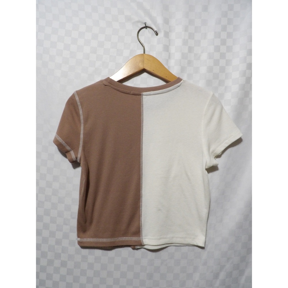 PINK ROSE Cropped Colorblock Tee | M - Picture 2 of 4